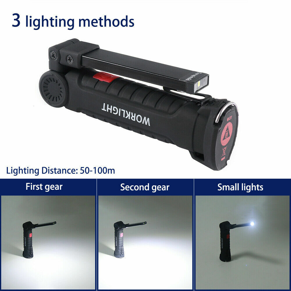 Rechargeable COB LED Slim Work Light Bright Flashlight Magnetic Inspection Lamp