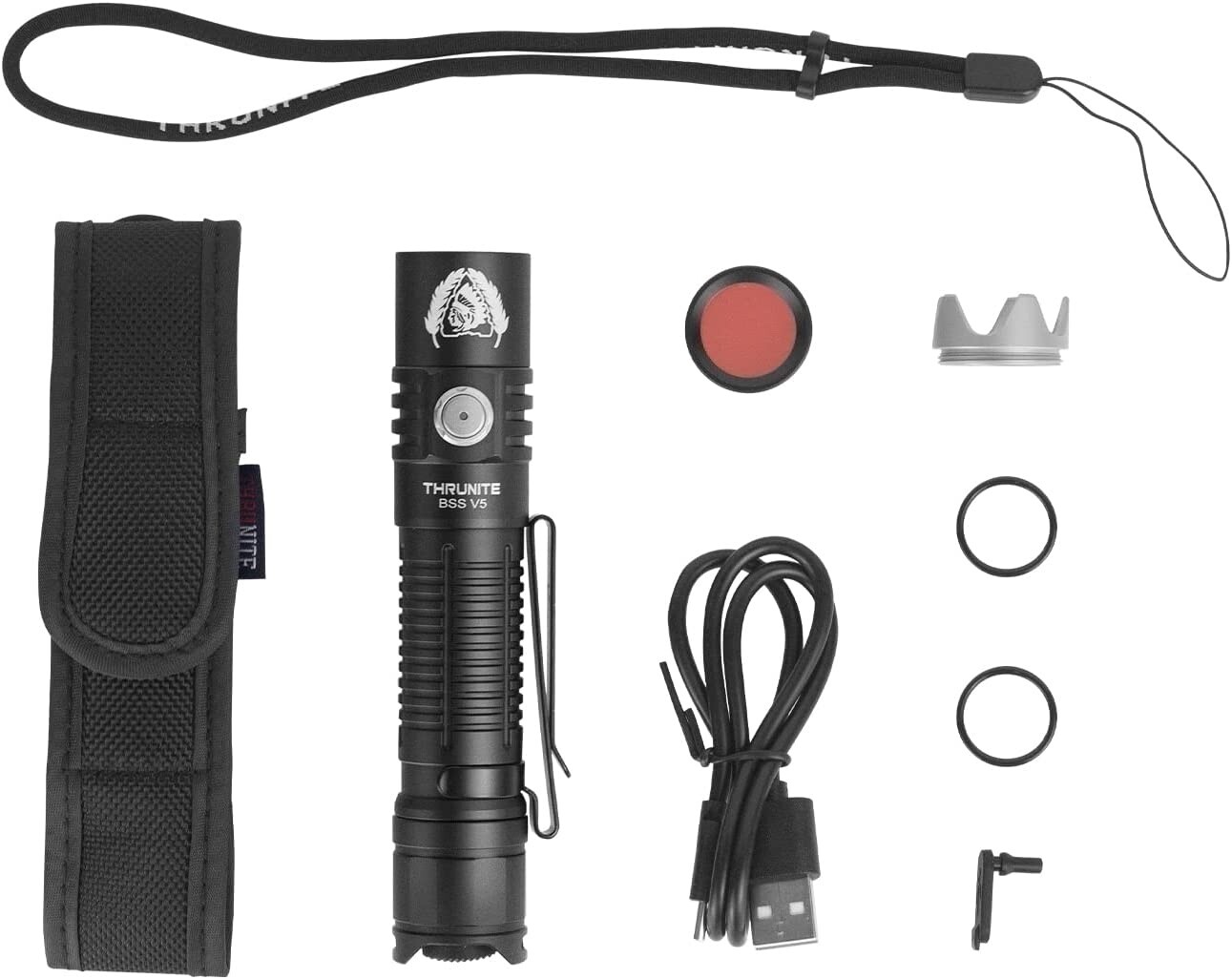 ThruNite BSS V5 LED Flashlight, USB Rechargeable Flashlight, Black – CW