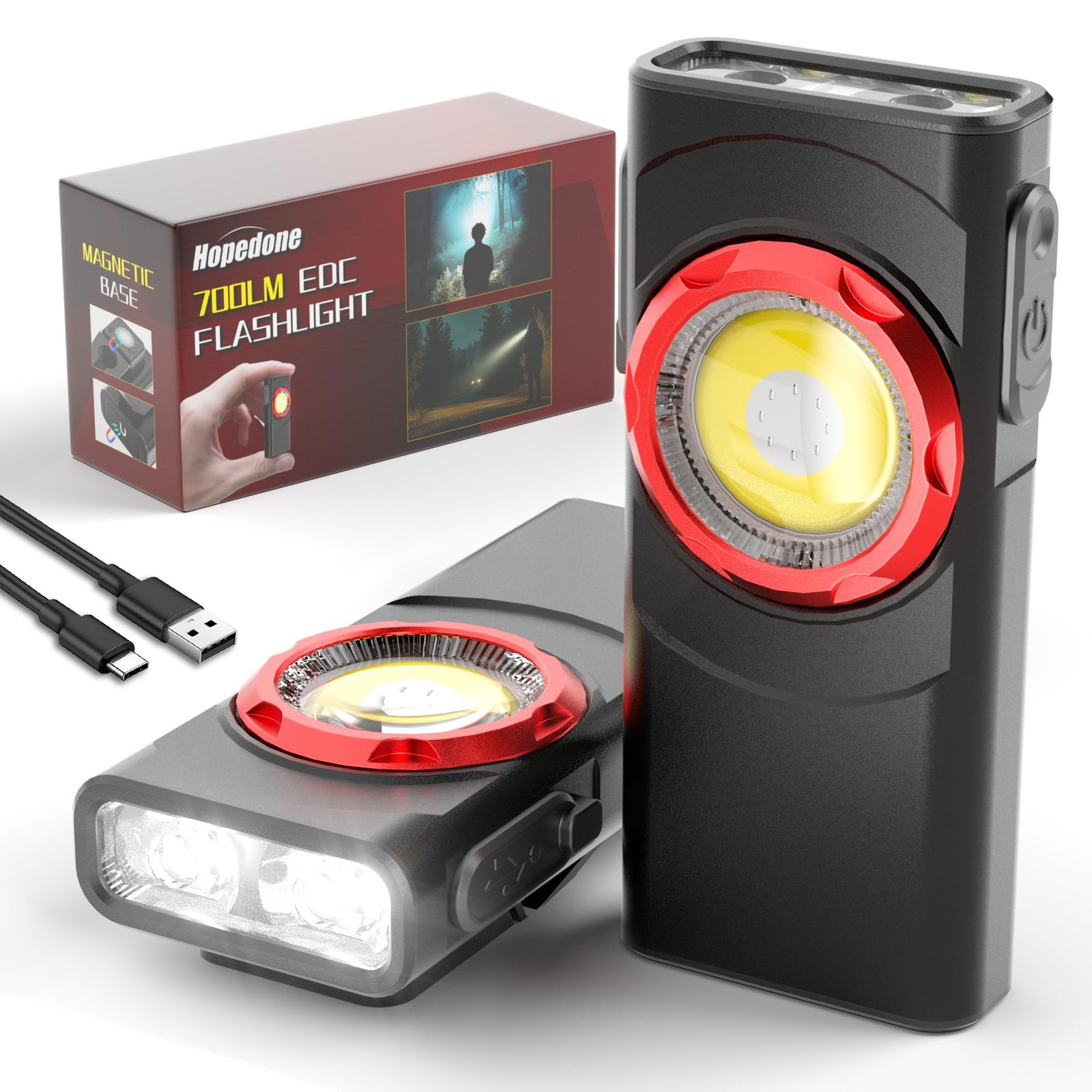 EDC Flashlight Rechargeable, 700 Lumens Mini LED Flashlight with 8 Modes Dual…
