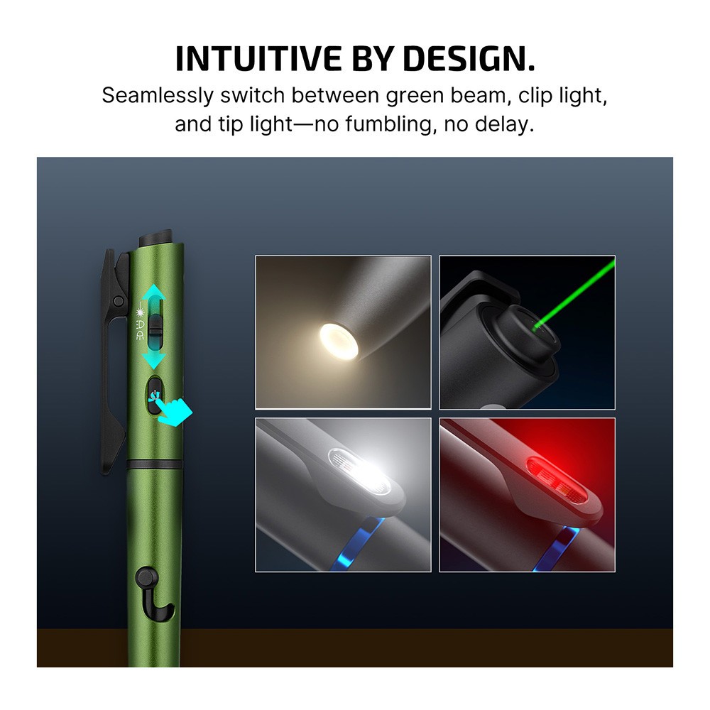 Olight OPen 3 OD Green Multifunctional Pen Light, 120 Lumens, FREE 3pcs Refills