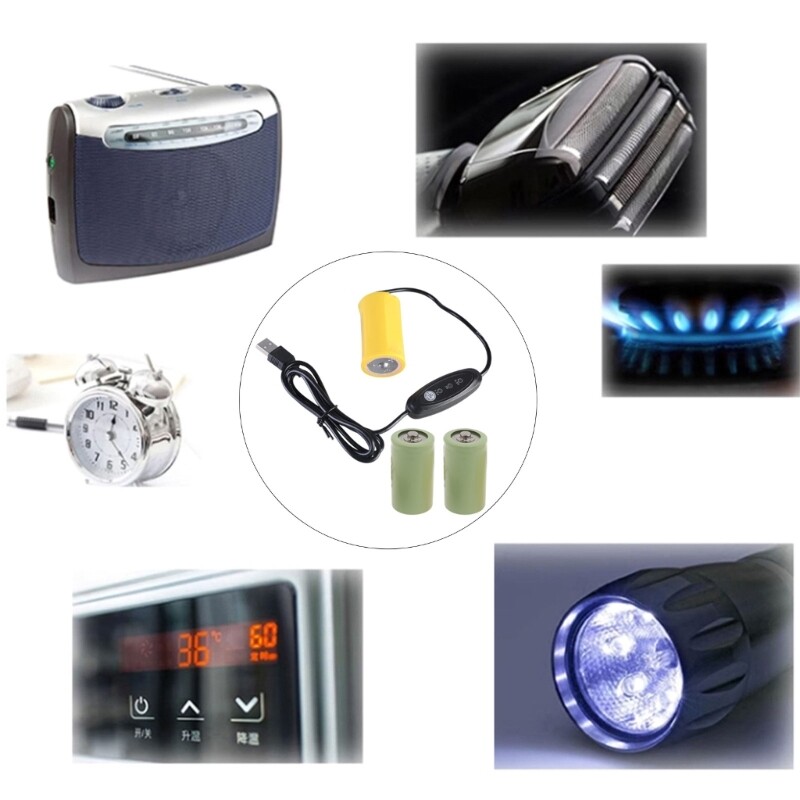 USB to 3V 4.5V 6V LR20 D Battery Eliminators Cable Replace 2-4Pcs 1.5V LR20 D
