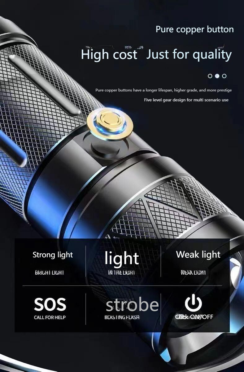 High-Power LED Laser Light, Long Range Adjustable Beam, 5 Lighting Modes, Waterp