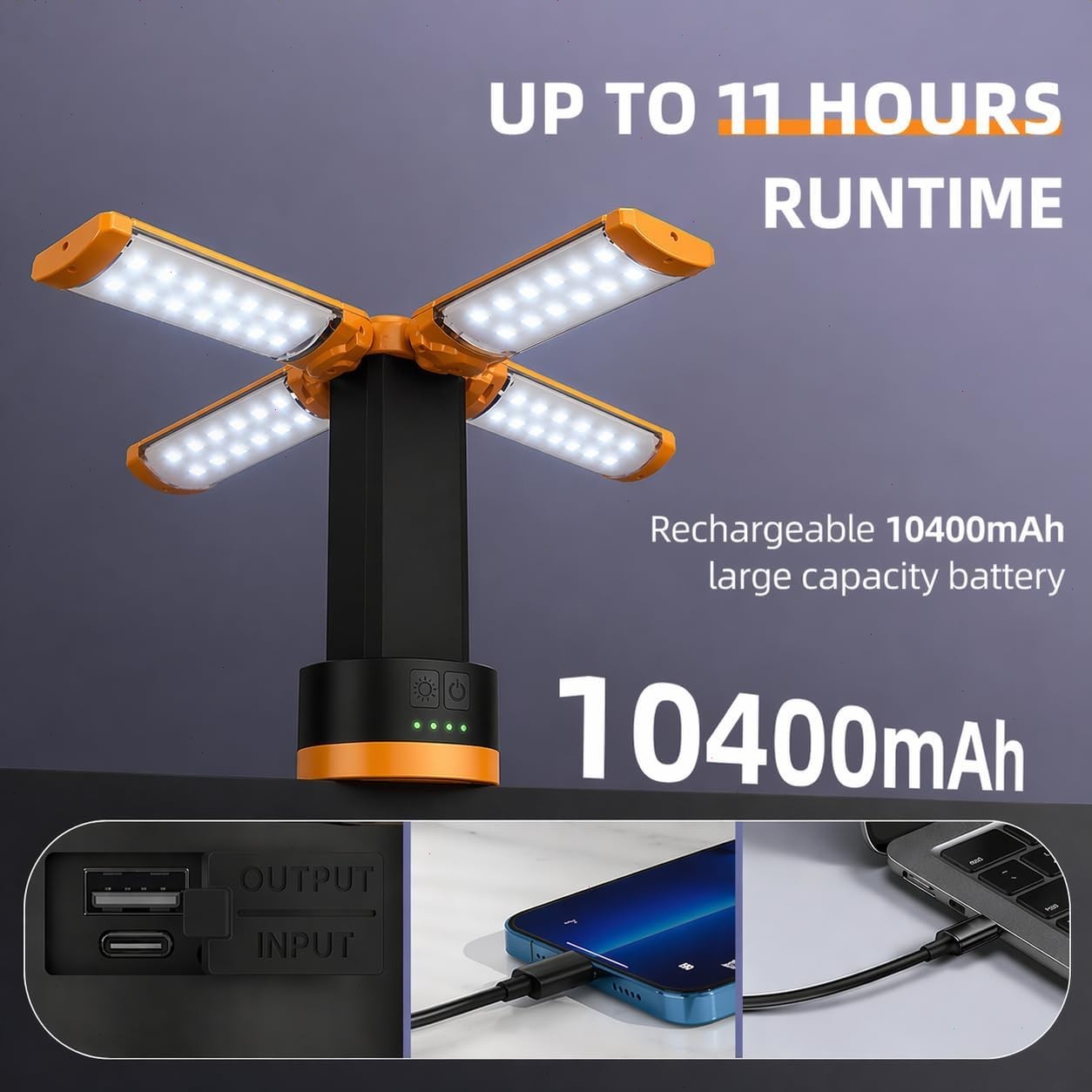 LED Camping Torch Work Light With Stand Portable Flashlight Outdoor Flood Lights