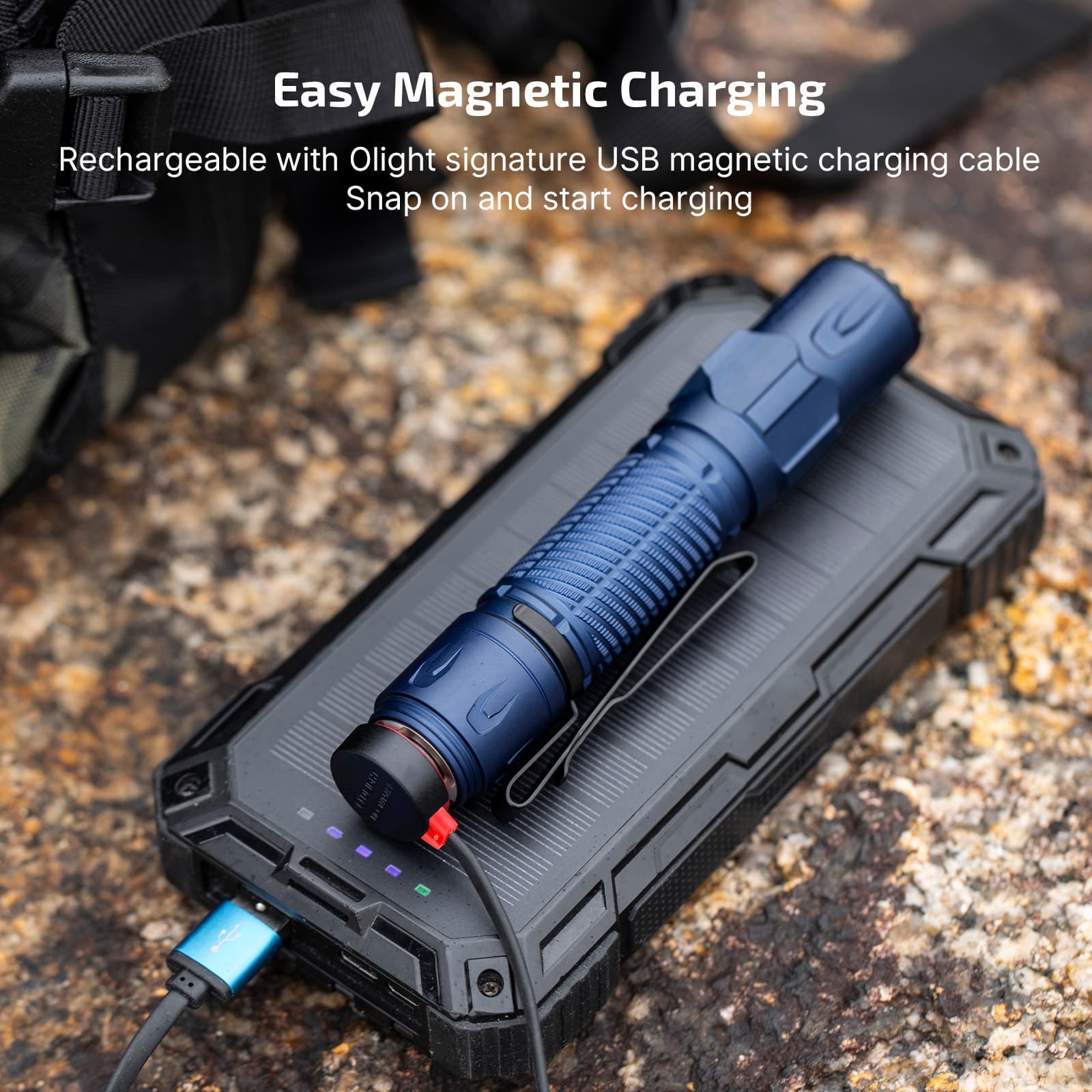 Olight Warrior Ultra 2500 Lumen Rechargeable LED Flashlight, 21700, Navy Blue