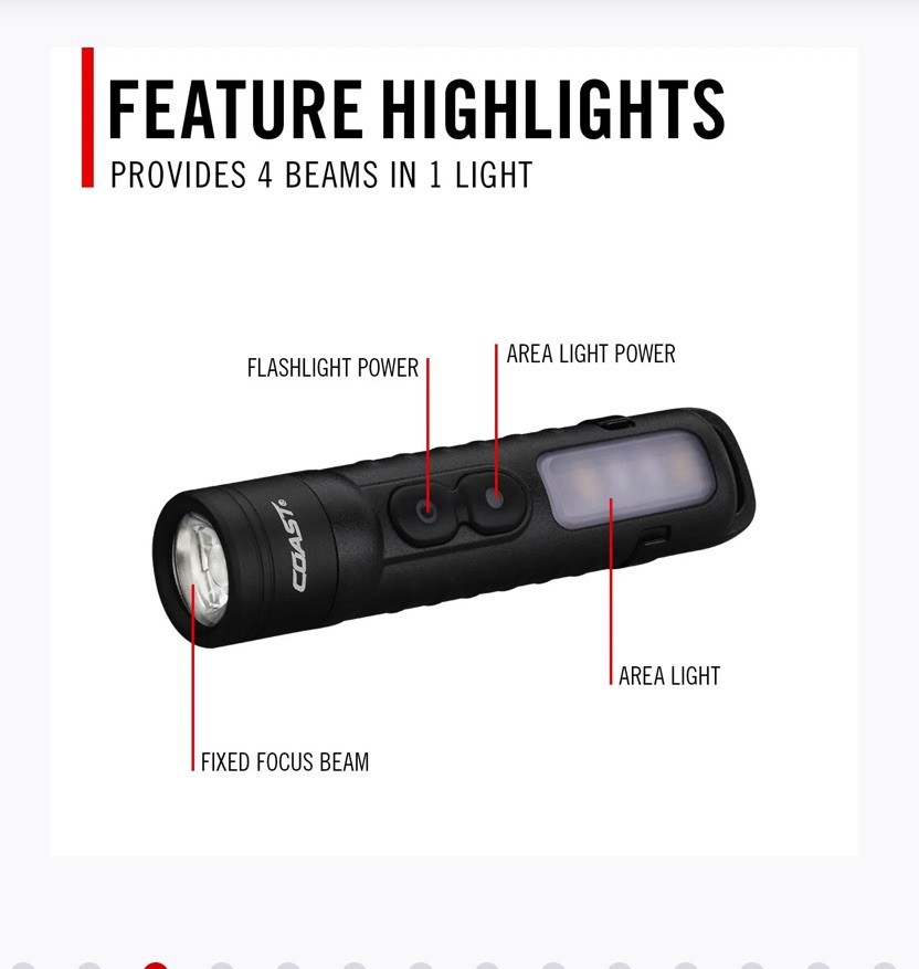 COAST KL35R Rechargeable Inspection Flashlight 600 Lumen USB-C LED Work Light