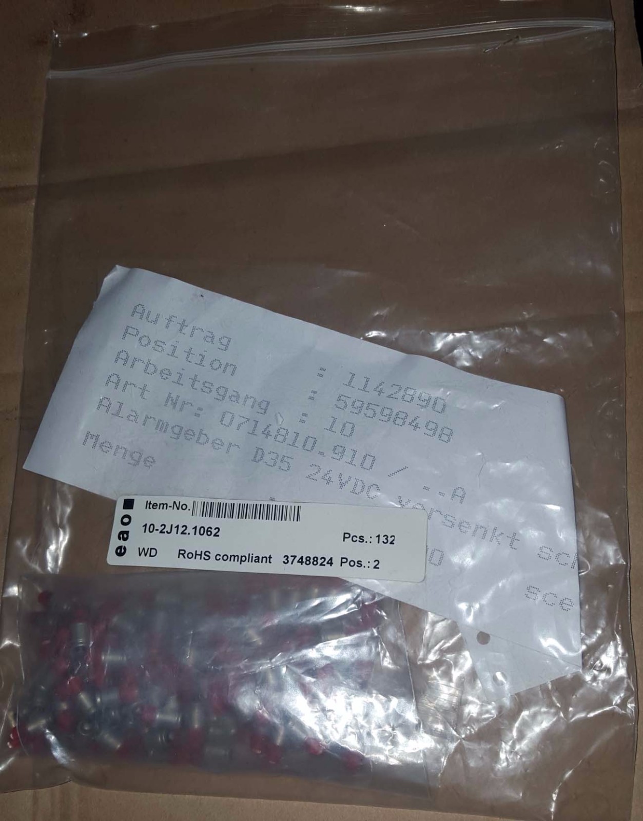 119 PCS EAO 10-2J12.1065 LED Red Lumi Intensity 330 mcd