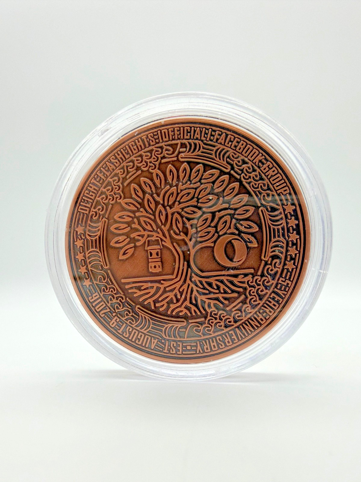 Olight Coin 5 Year Anniversary Challenge Coin 12 Chrome Stickers NEW SWAG RARE
