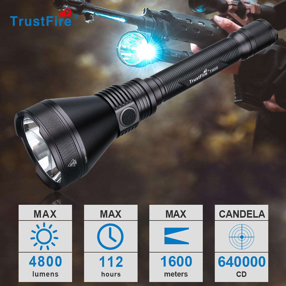 Trustfire T90R Kit 4800 Lumen Rechargeable Led Flashlight Tactical For Hunting R