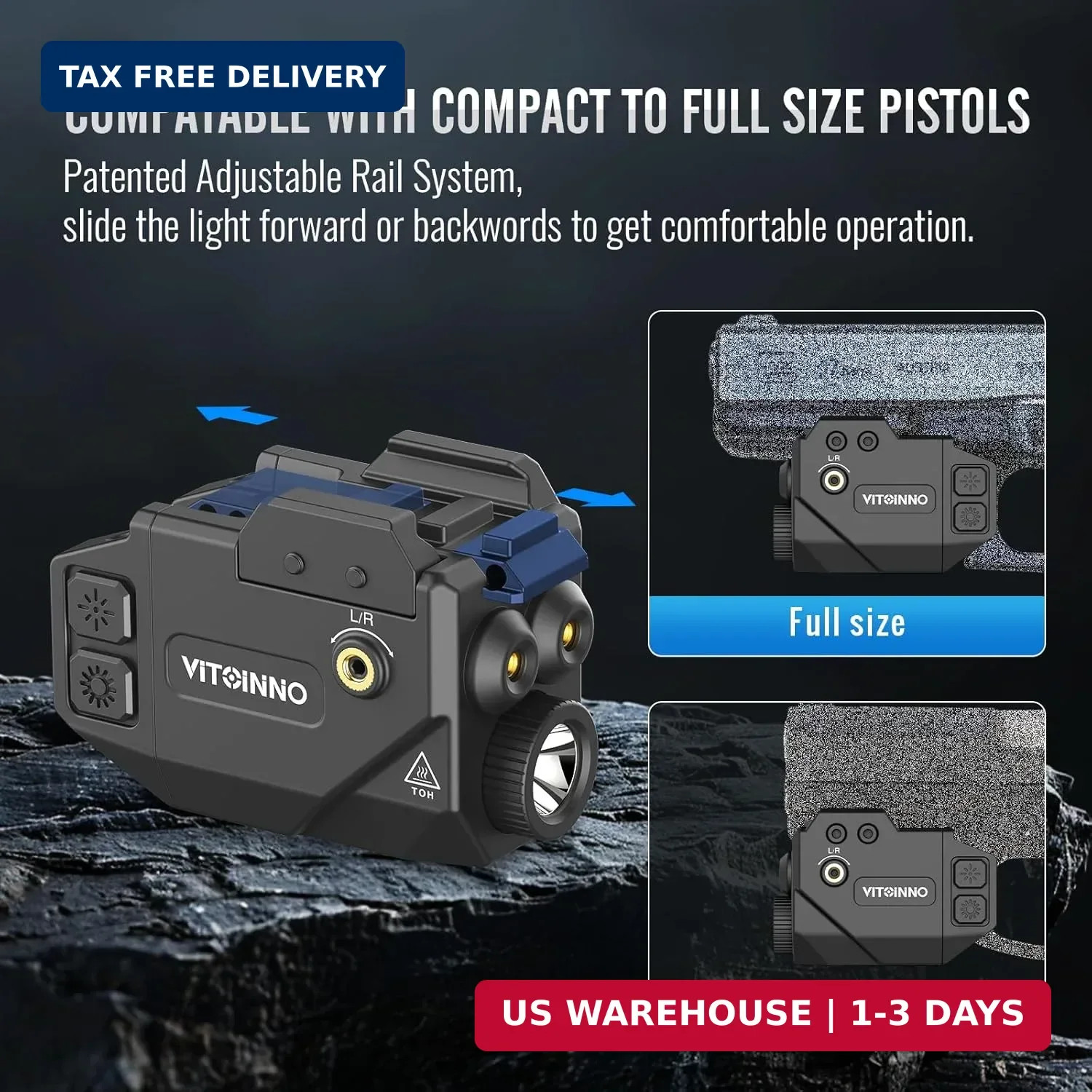 500lm Pistol Light and Blue Green Beam Combo,Slidable Weapon Light and Beam for
