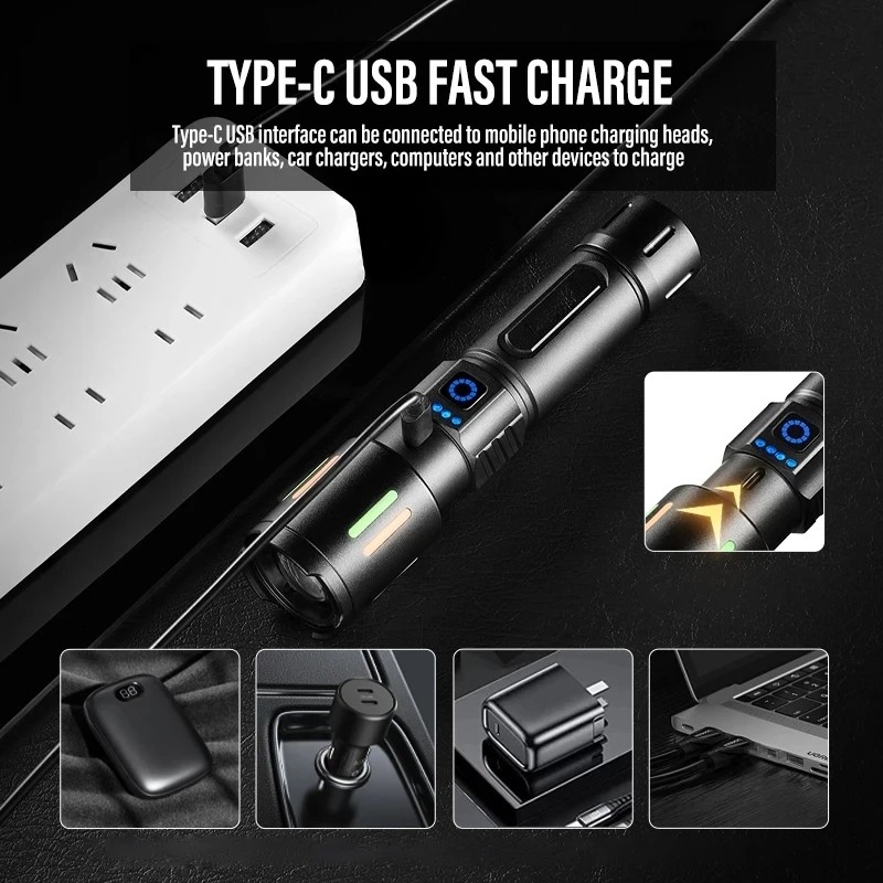 350000000 Lumen Super Bright LED Tactical P90 Flashlight Rechargeable Work Light