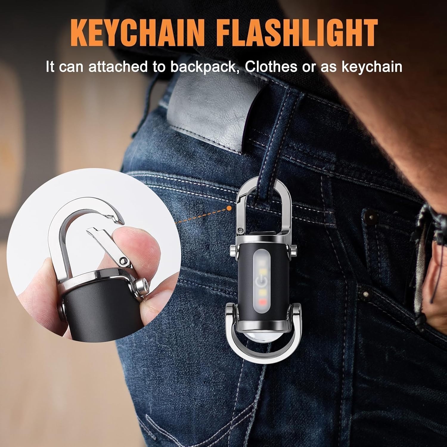 Portable LED Rechargeable Bright Mini Keychain Flashlight Pocket Torch Camping
