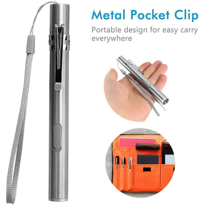 LED USB RECHARGEABLE MINI FLASHLIGHT Stainless Steel Pen Light 1000 Lumens