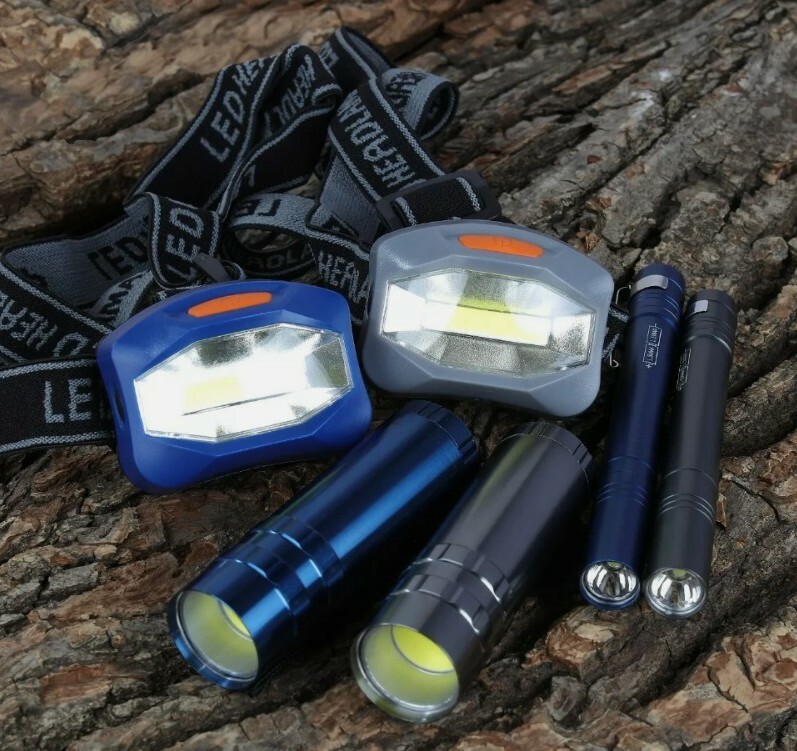 6pc Ozark trail LED flashlight, headlamp & pen light – up to 45 lumens