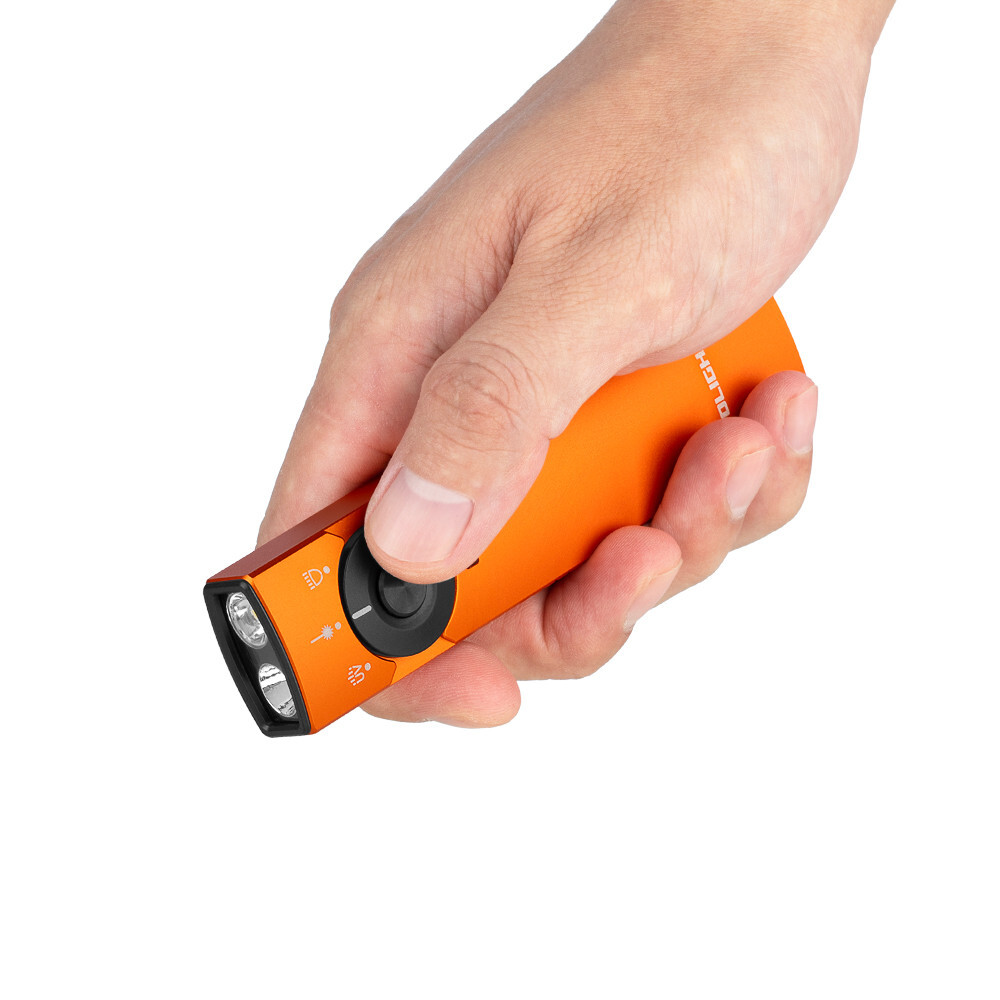 Olight Arkfeld Pro Orange CW Flat Flashlight, LED Light, UV & Green Beam, 1300 L