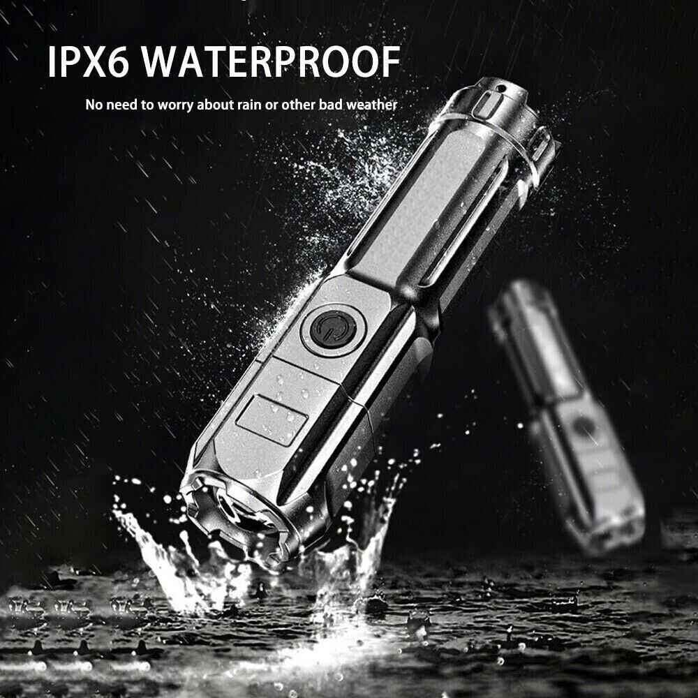 Rechargeable LED Flashlight Tactical Police Super Bright Torch Zoomable Portable