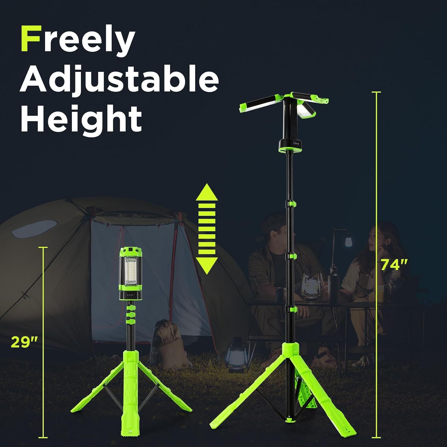 Camping Emergency Light 2700 Lumens 12000Mah with Adjustable Tripod Stand, IP65