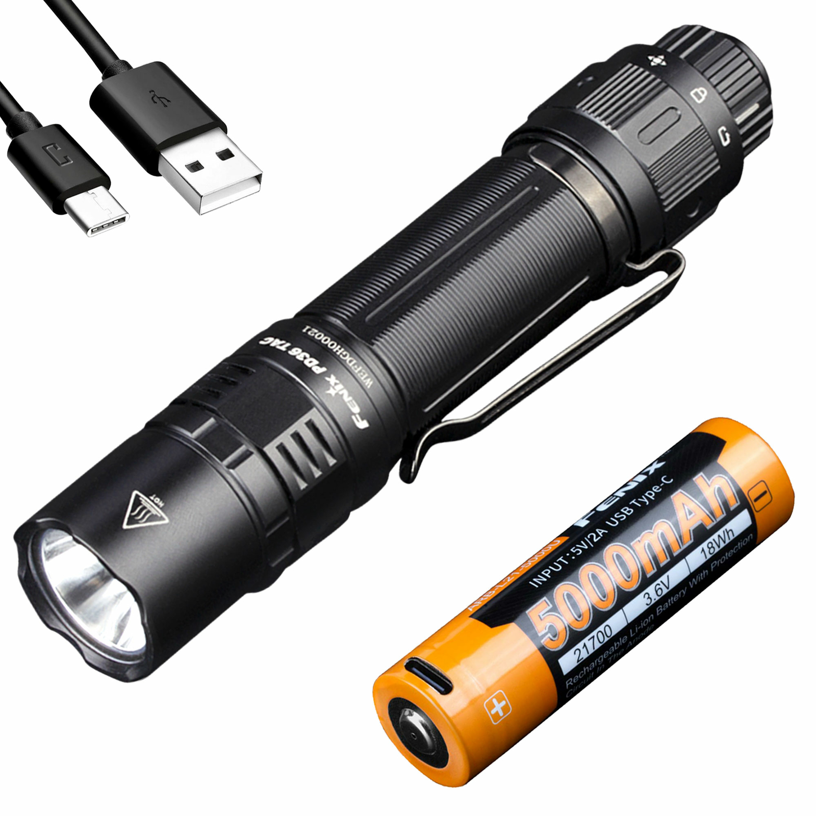 Fenix PD36 TAC 3000 Lumen Tactical Flashlight w/ USB-C 5000mAh Rechargeable Batt