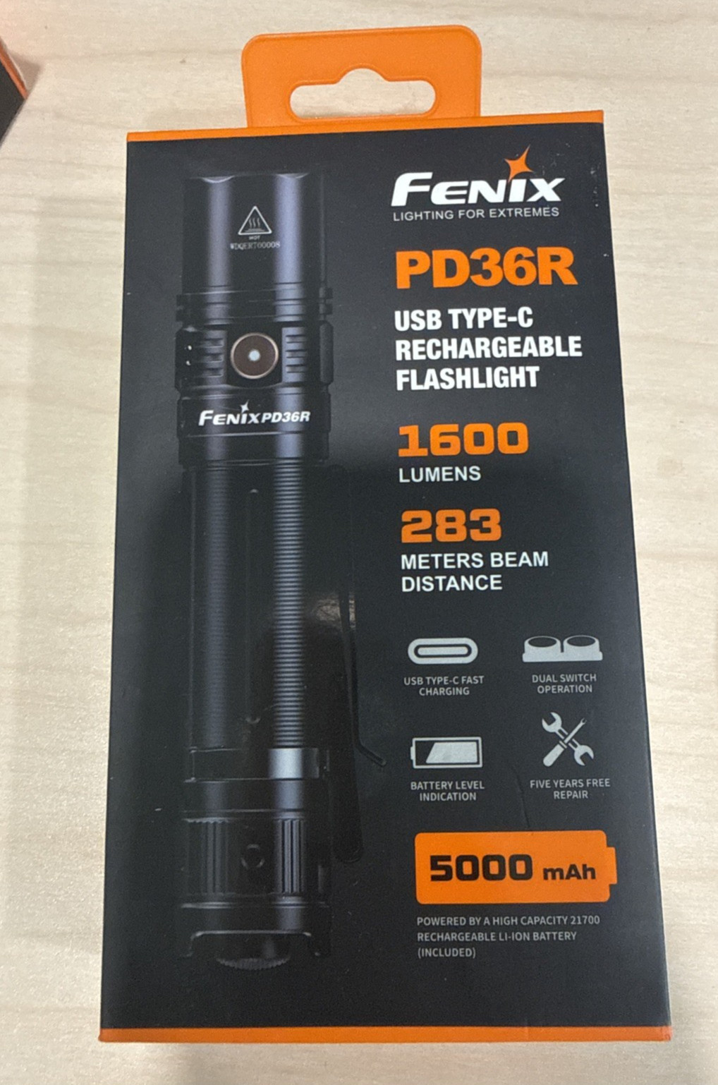 Fenix PD36R 1600 Lumen USB Type C Rechargeable Flashlight