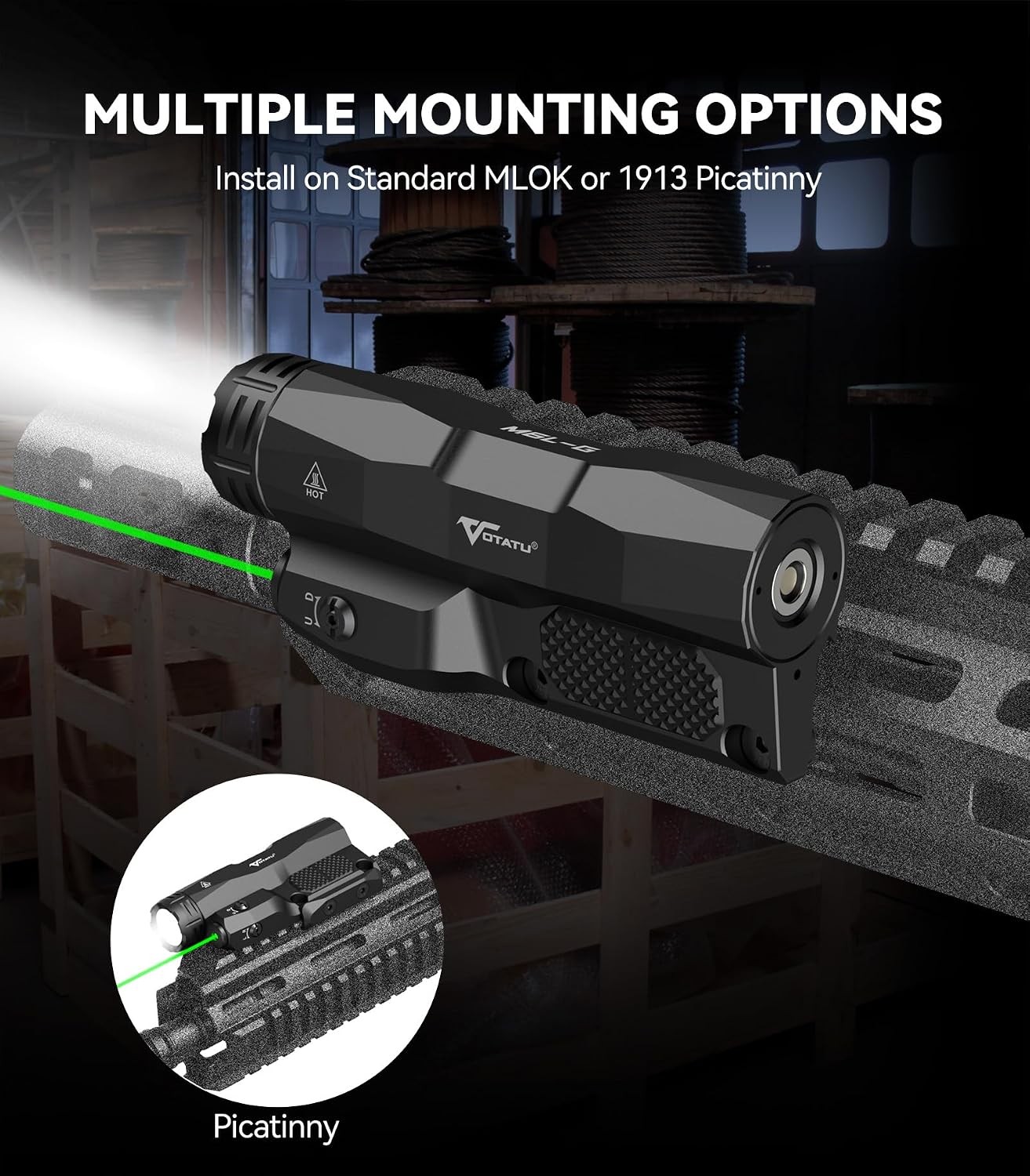 Flashlight Laser Combo Built-in Touch Pad Switch, Max 2400 Lumens LED Light