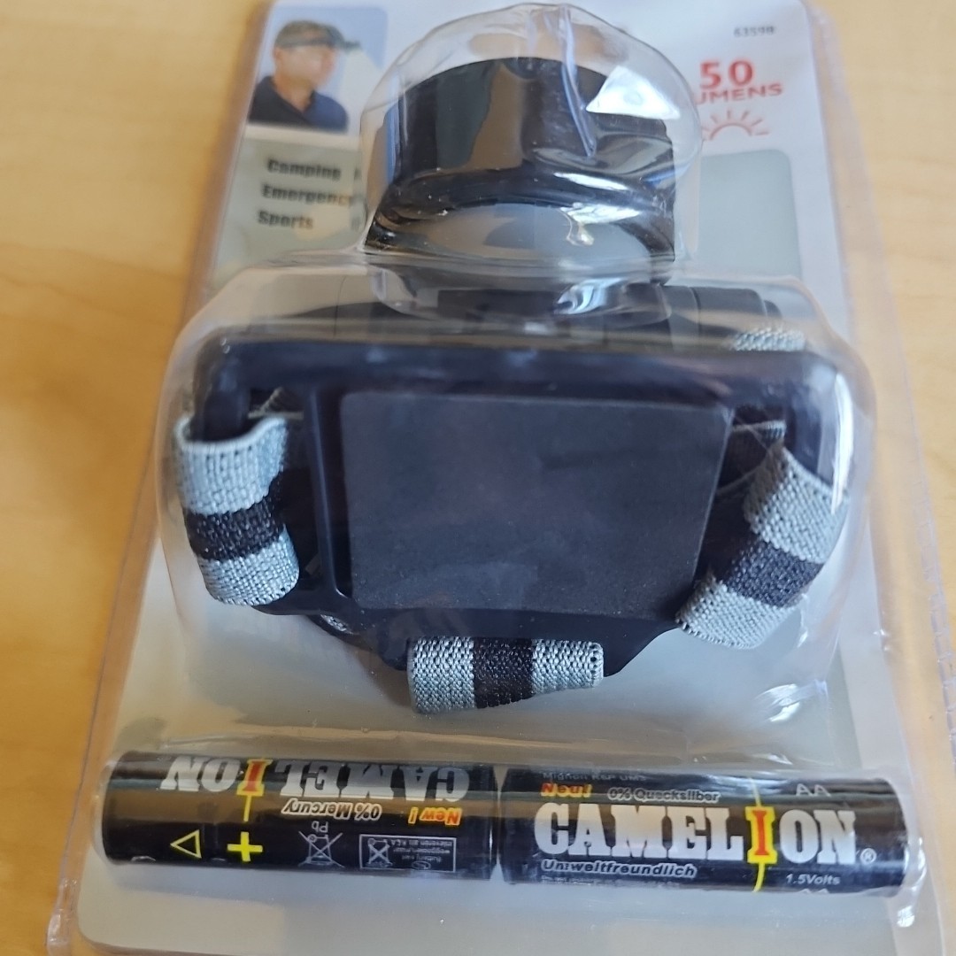 Swivel Lens LED 50 Lumens Headlamp Flashlight with Headband Strap Black/Gray