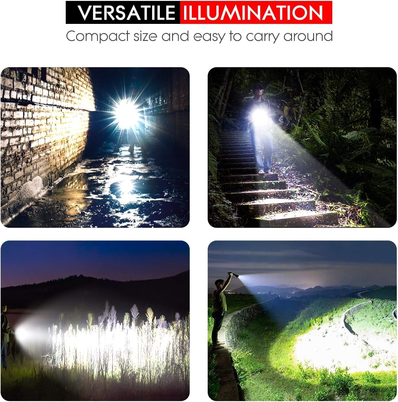 Water Resistant S3000 LED Flashlight – 3 Adjustable Modes for Hiking & Camping