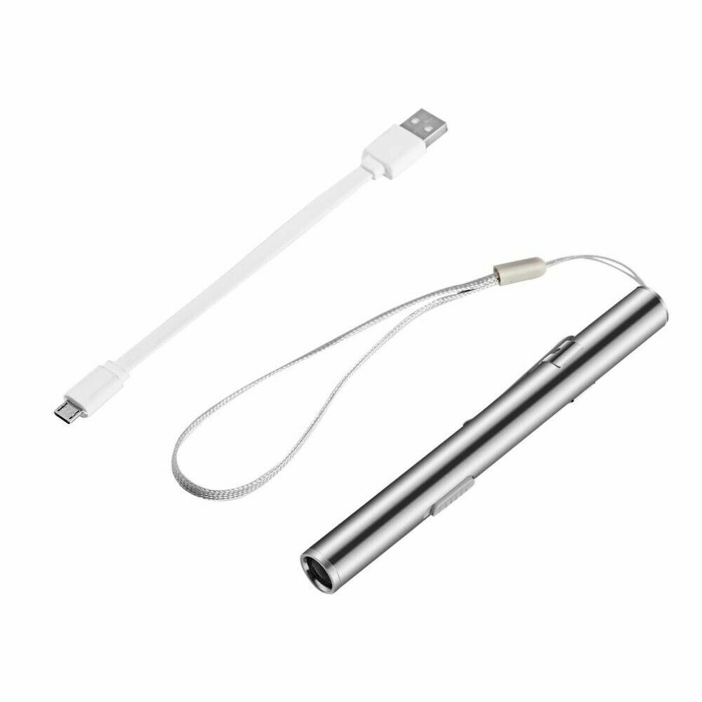 5″ LED USB Rechargeable Mini Tactical Flashlight Stainless Steel Torch Pen Light