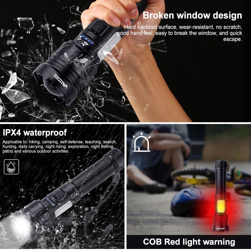 4in1 Hunting LED Zoom Flashlight White/Green/Red/Blue Light Torch Coyote Varmint