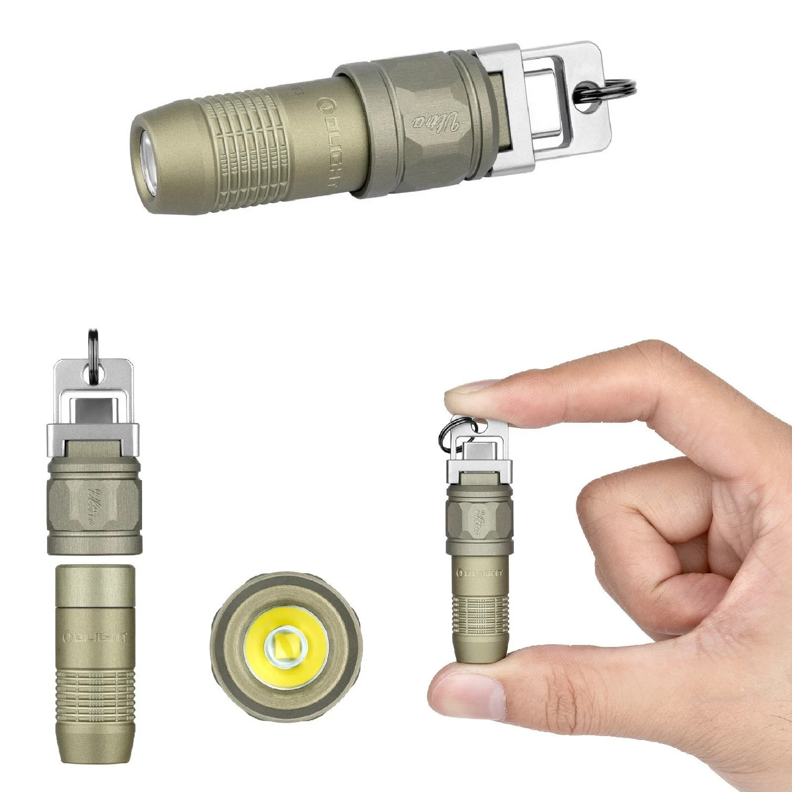 Olight iUltra Olive Green OAL keychain flashlight, 80 Lumens, USB-C Charging
