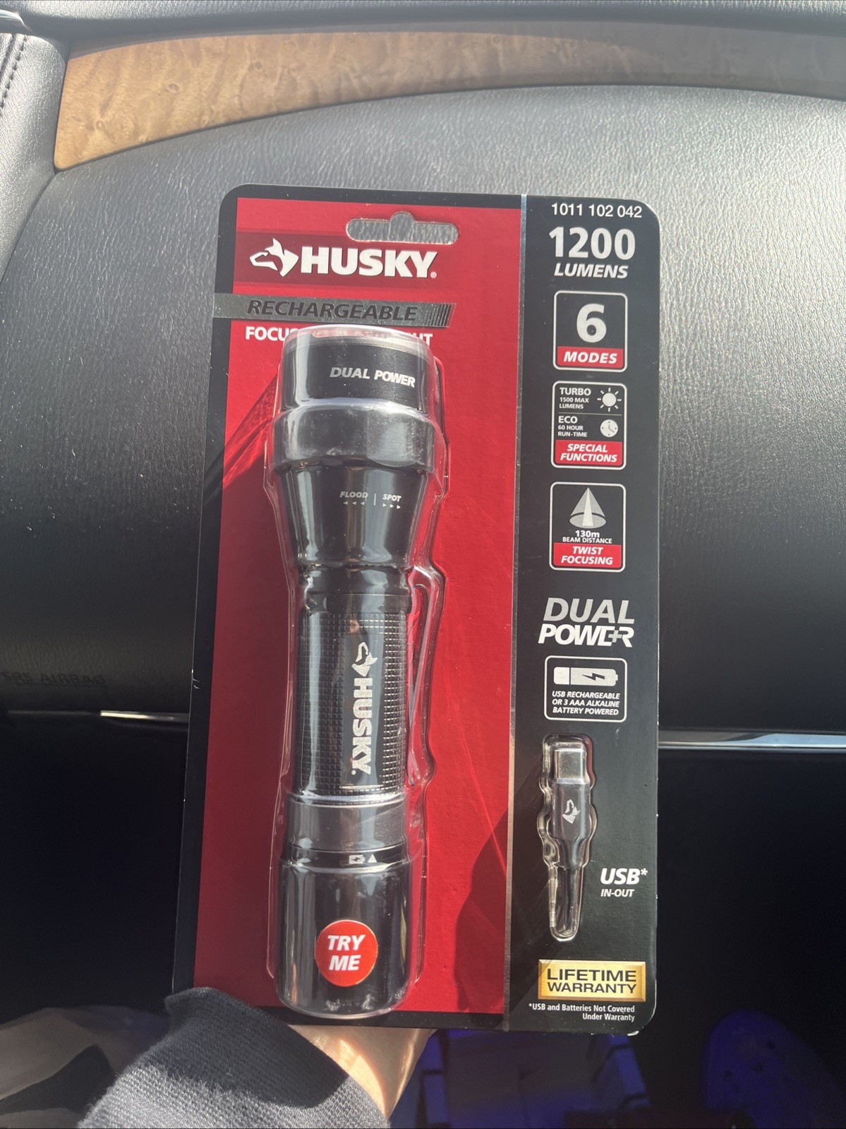 Husky 1200 Lumens Dual Power LED Rechargeable Focusing Flashlight (PVL-FLT-0020)