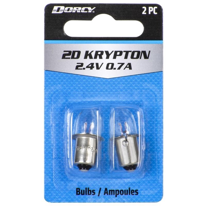 Dorcy 2D Krypton Flashlight Replacement Bulb Clear 2.4 V Bayonet Base 2pk