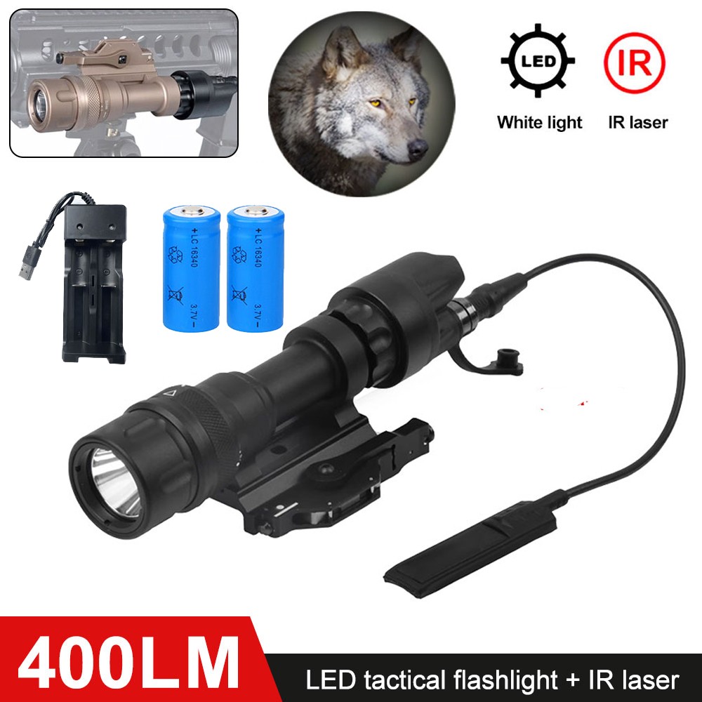 M952V 400LM LED Flashlight Torch Hunting Light Quick Detachable 20mm Rail Mount