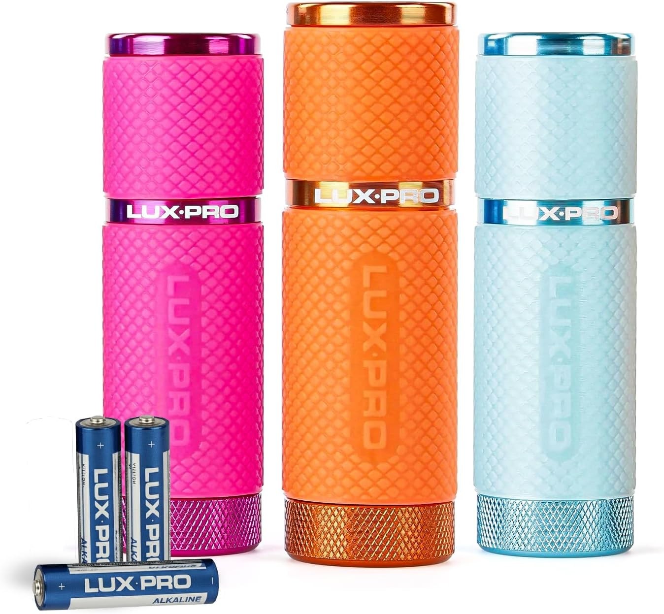 Pack of 3 LUXPRO LP395 Aluminum 40 Lumens IPX4 Water Resistant Mini Flashlights