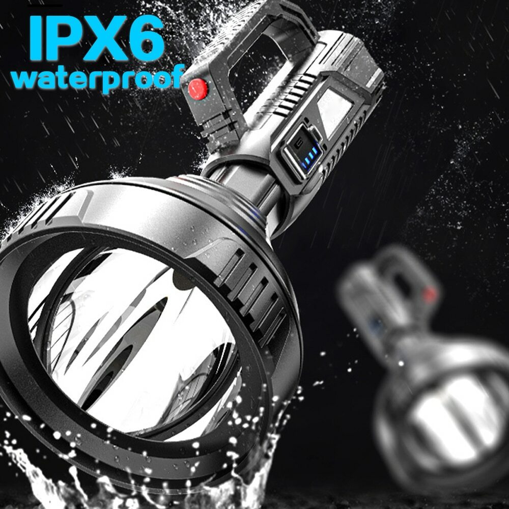 100000LM LED Searchlight USB Rechargeable Flashlight Torch with Built-in Battery