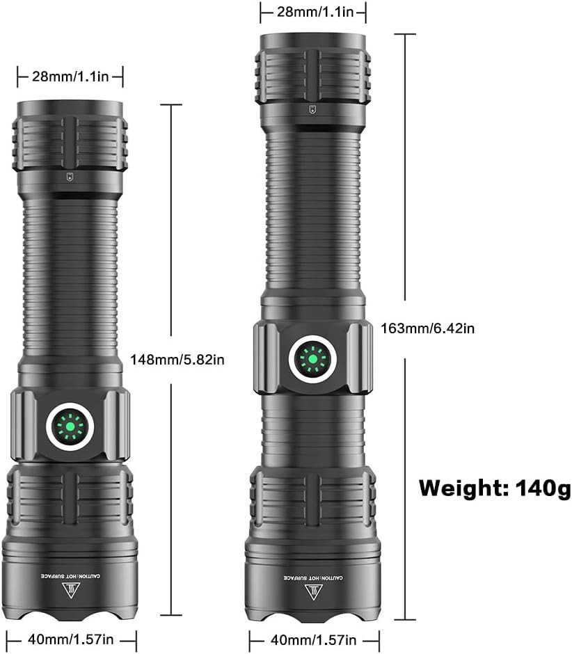 Tactical Flashlight Type-C USB Rechargeable 6000 lumens Zoomable LED Waterproof