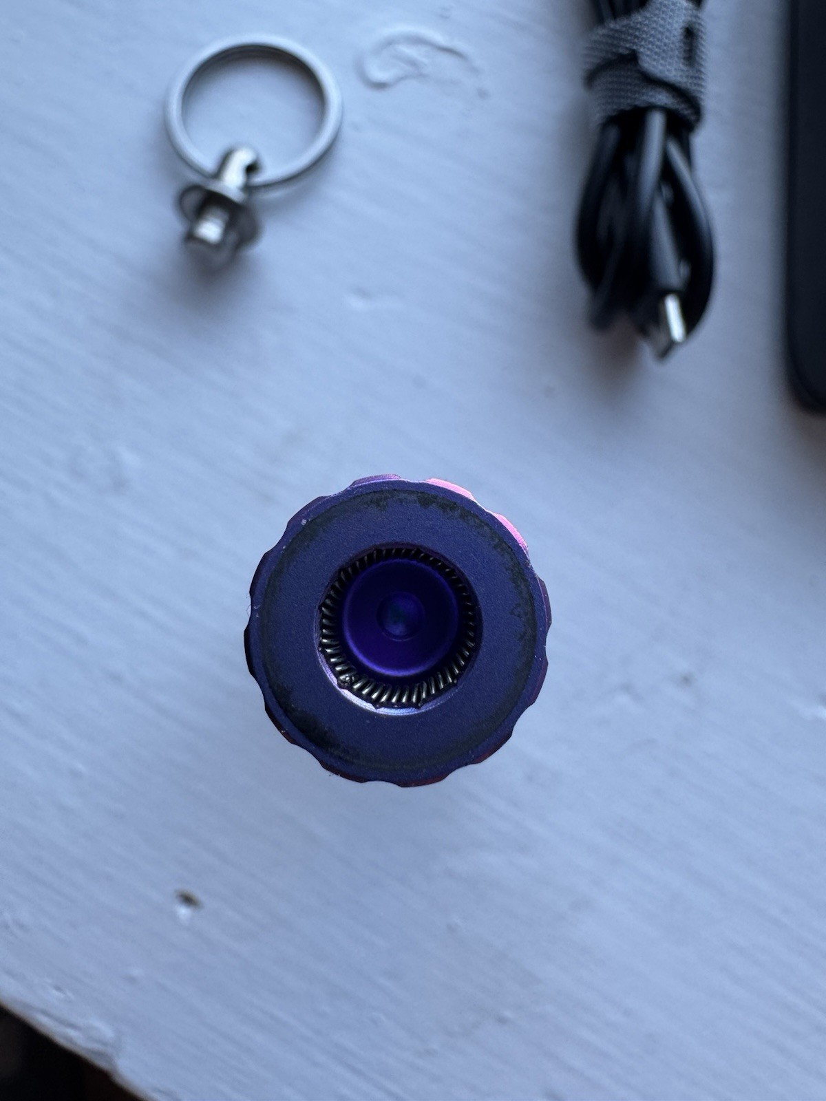 Prometheus Lights Beta QRv2 Flashlight Purple Titanium AAA EDC Light W/ Charger
