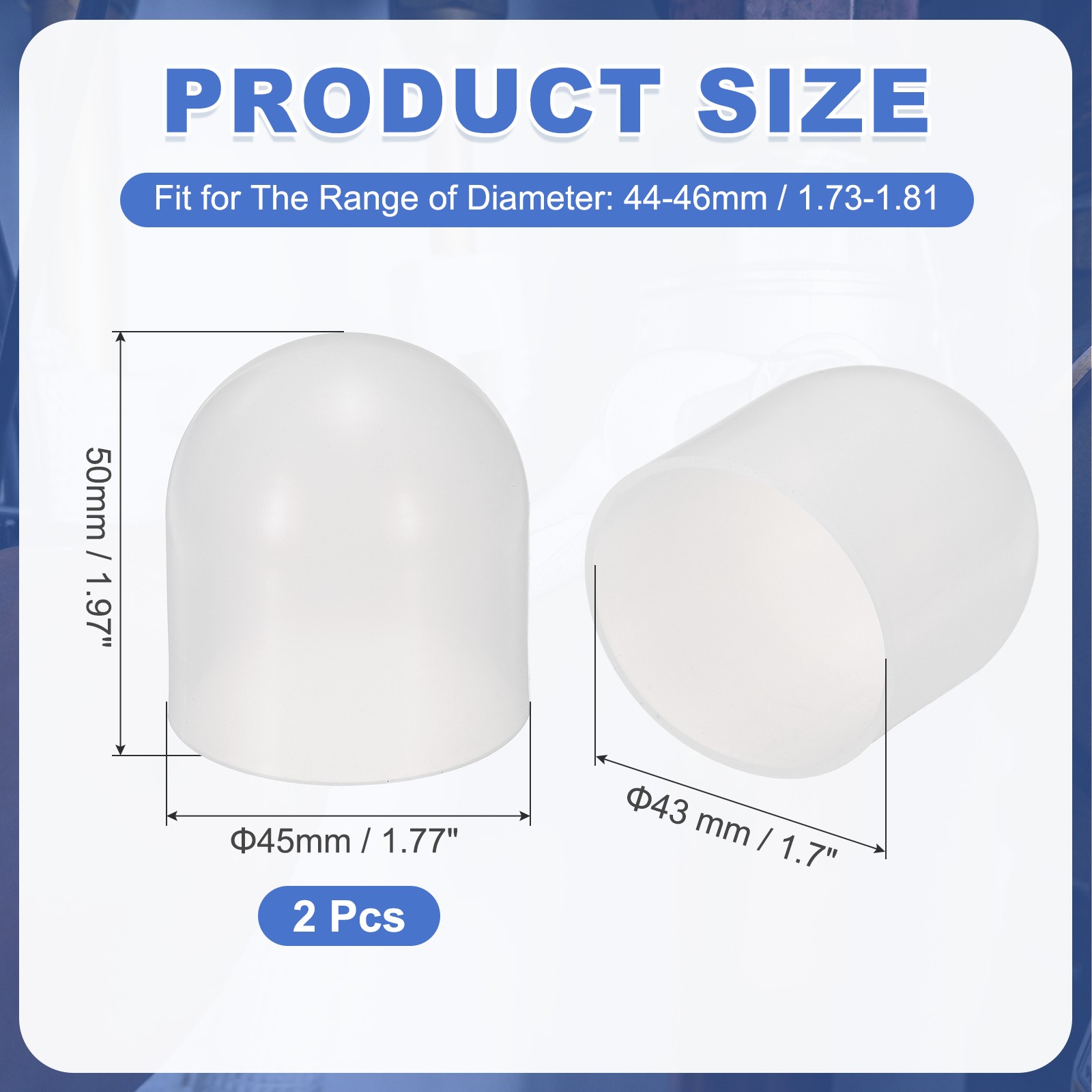 2Pcs Flashlight Diffuser Cap, 43mm IDx50mm Flexible Silicone End Cap, Clear