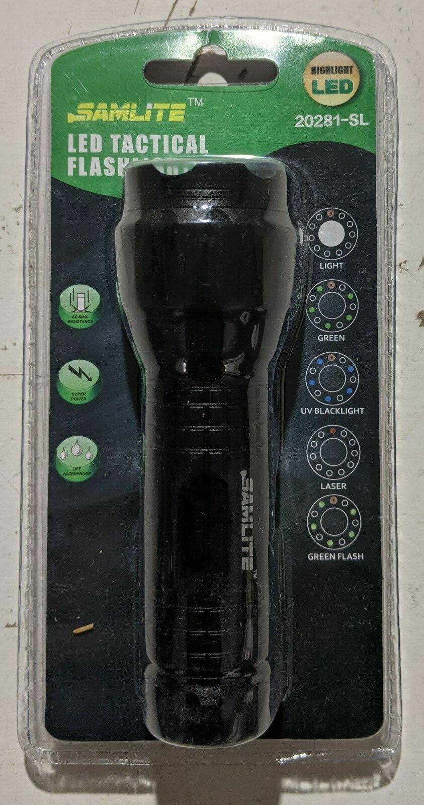 SAMLITE; FLASHLIGHT ; LED ! LASER !! UV BLACKLIGHT !!! GREENLIGHT !!!! GREEN ST