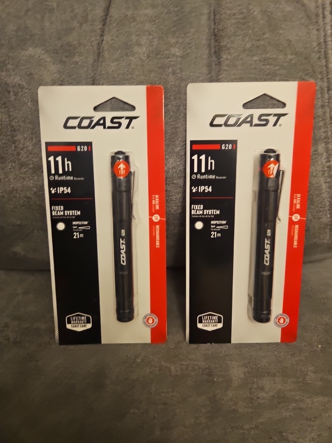 (2) Coast 5.75” G20 LED Aluminum IP54 Dual Power 2 AAA Penlight Flashlight BLACK