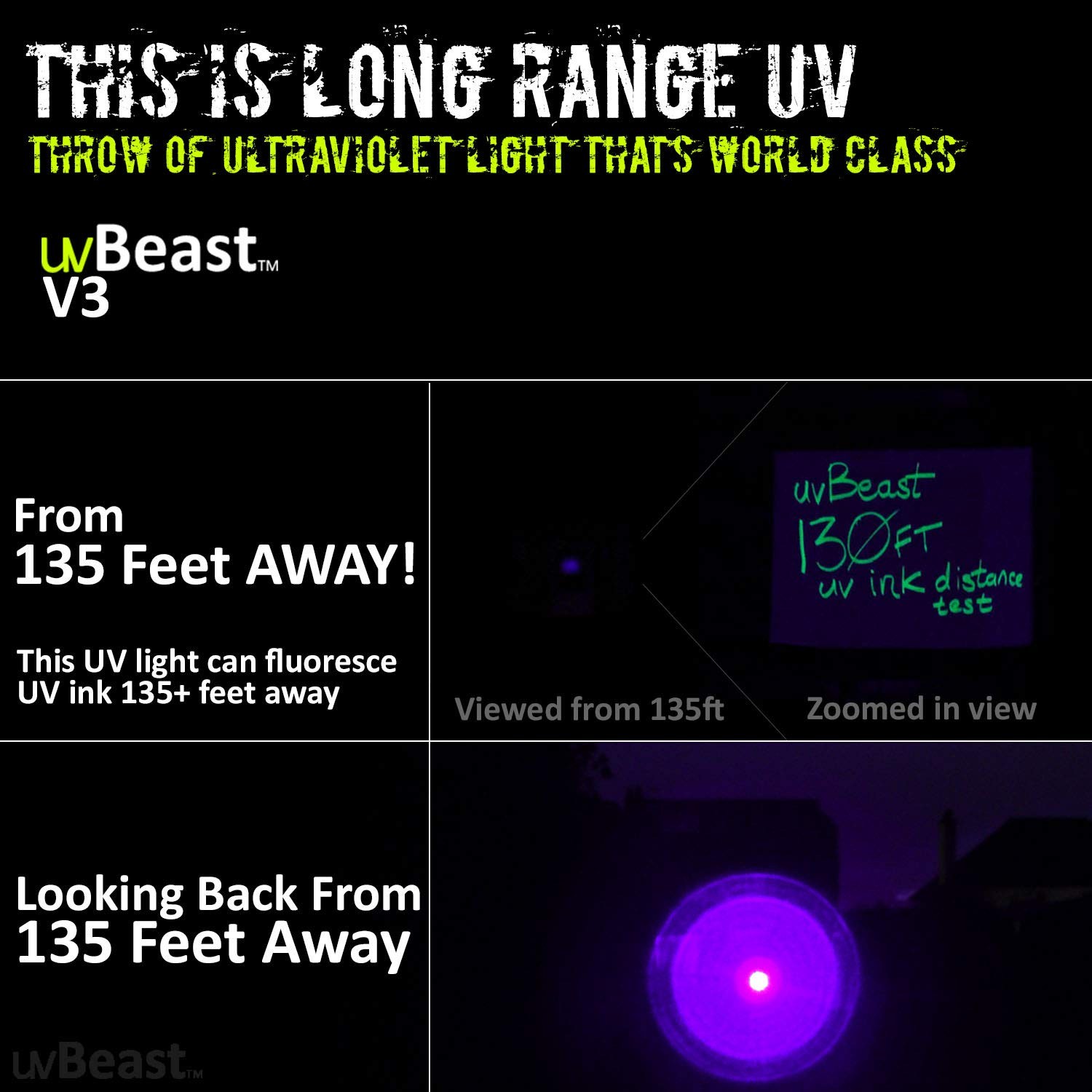 V3 385395nm Black Light UV Flashlight High Power Upgraded Triple Broad Band …