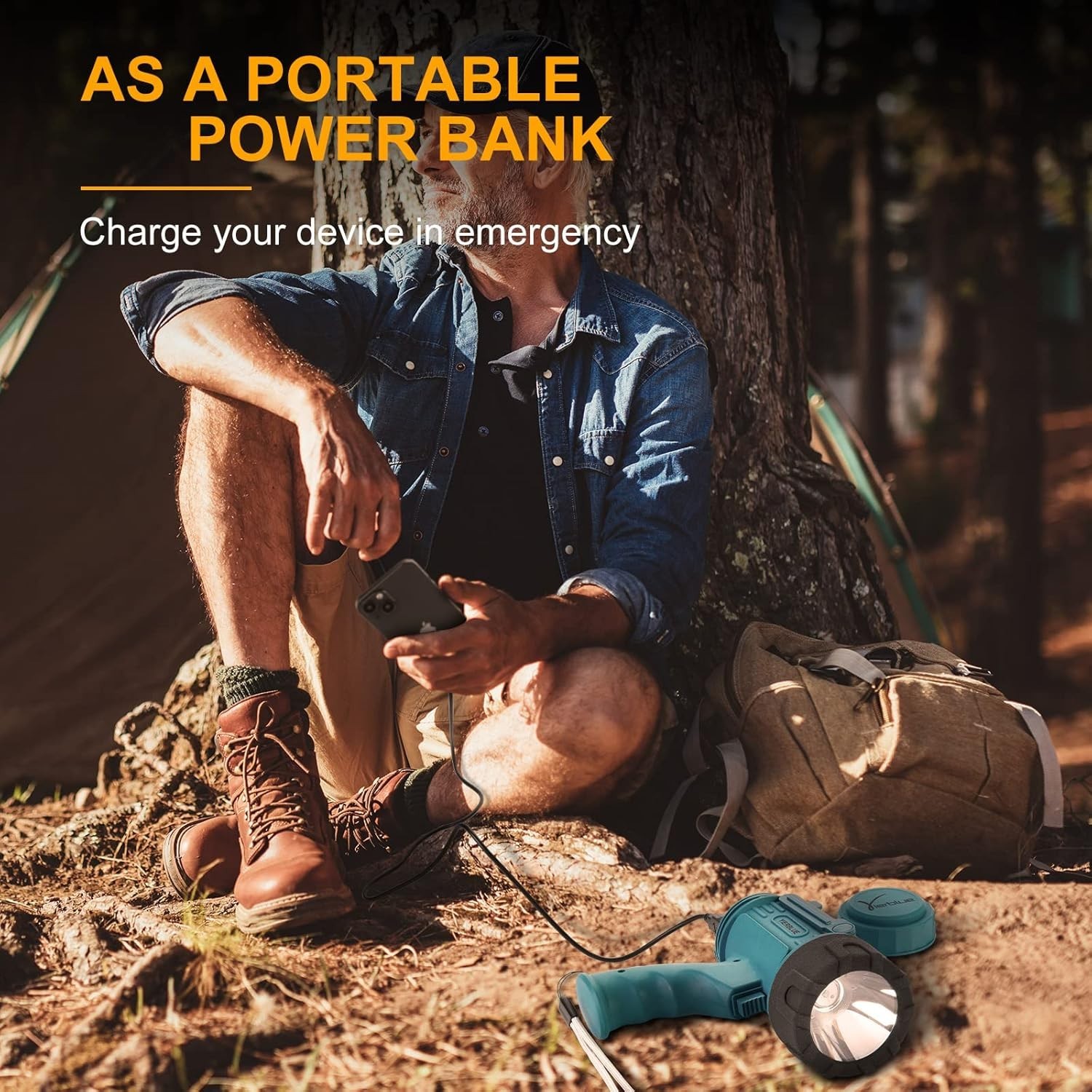 Powerful Waterproof Spotlight with Fast USB-C Charging – 90,000 Lumens
