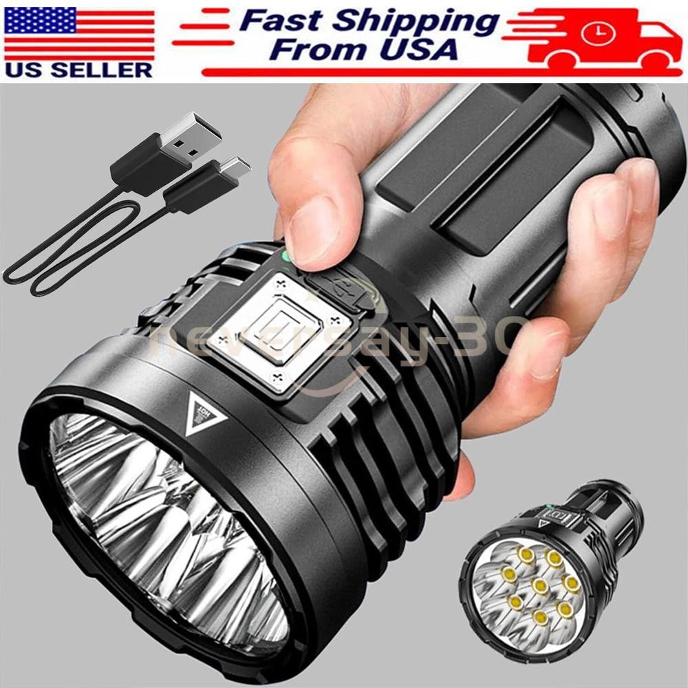 Super Bright 12000000LM Torch 8 LED Flashlight USB Rechargeable Tactical lights