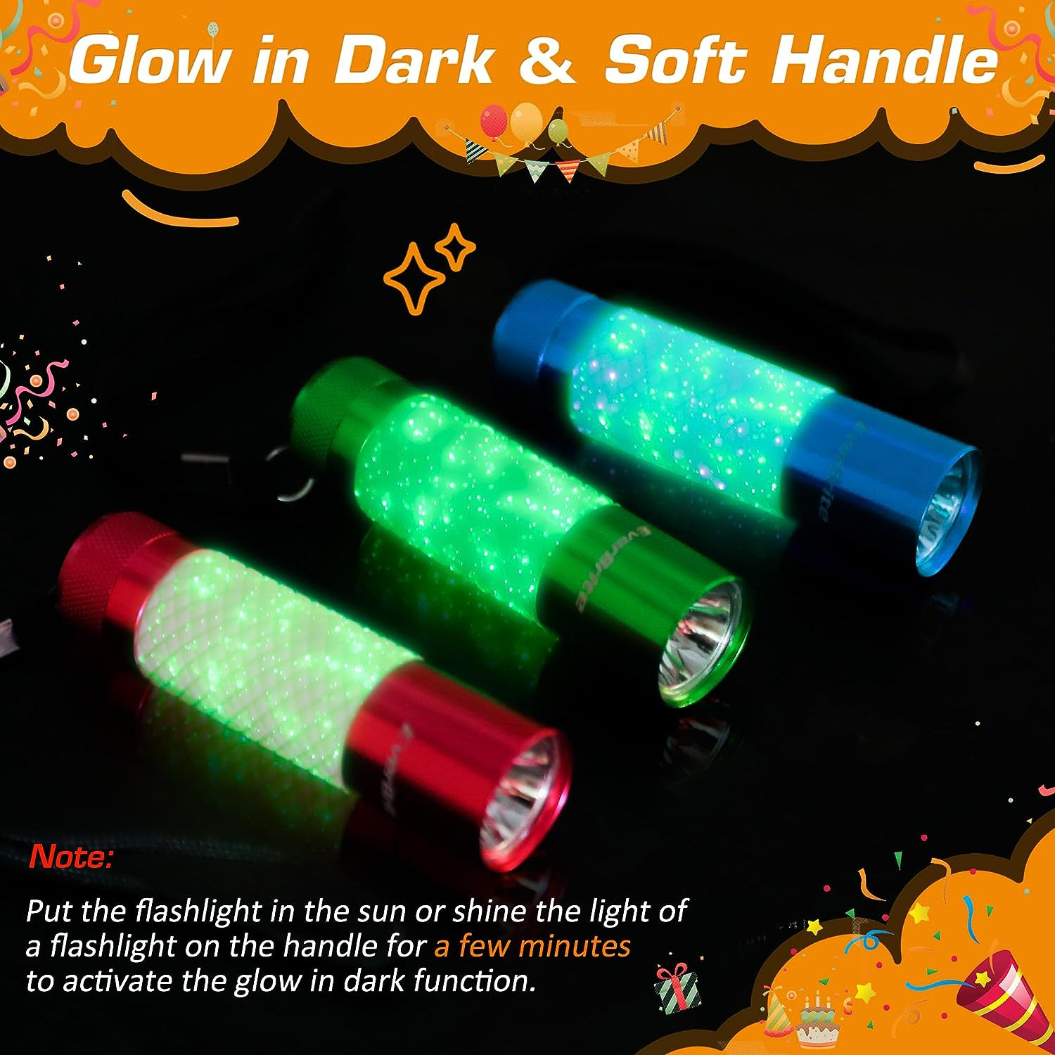 3-Pack Mini Flashlights, Glow in Dark Flashlights, Aluminum LED Flashlights Outd
