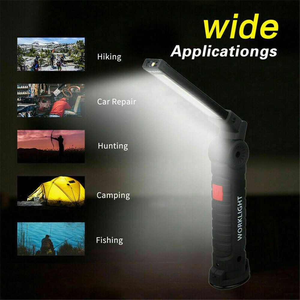 Magnetic Base LED COB Work Light 5-Mode Rechargeable Mechanic Torch Flashlight