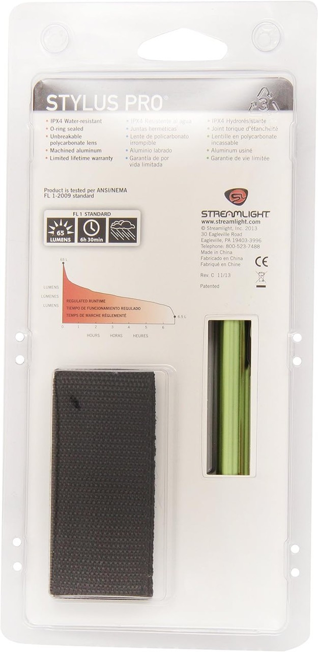 Streamlight Inc 66129 Stylus Pro Lime Green Clam Packaged White Led