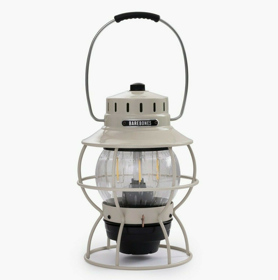 Barebones Living Railroad Lantern LED Edison-Style Bulb White Metal Construction