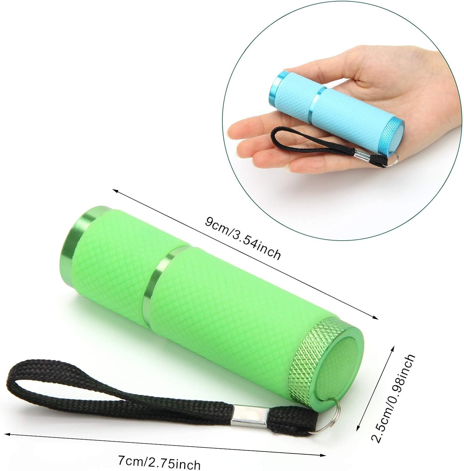 9 LED Glow in Dark Flashlights, 4 Pack Rubber Coated Small Flashlights