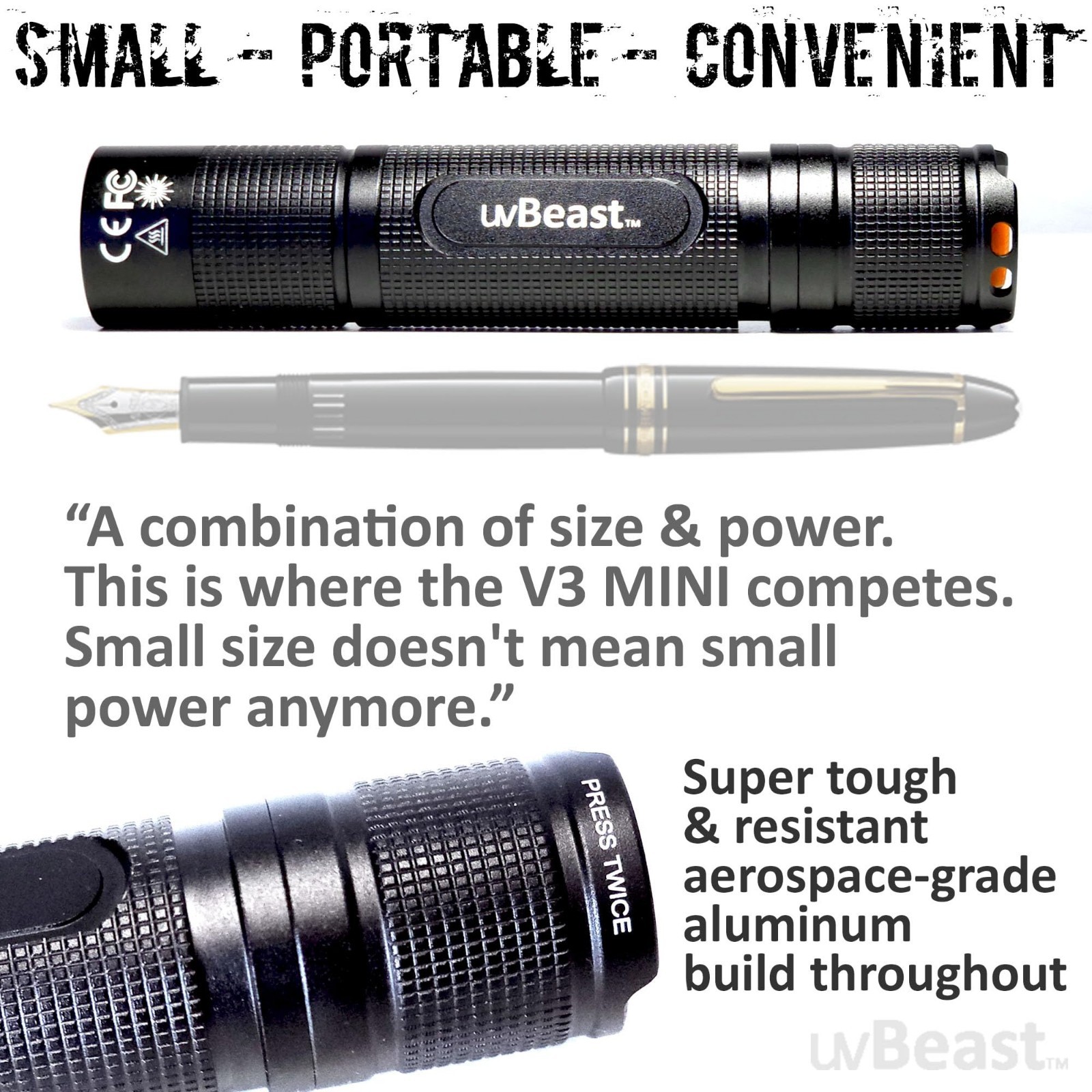 High Power 365nm Mini UV Flashlight – Professional Grade Black Light LED – USA S