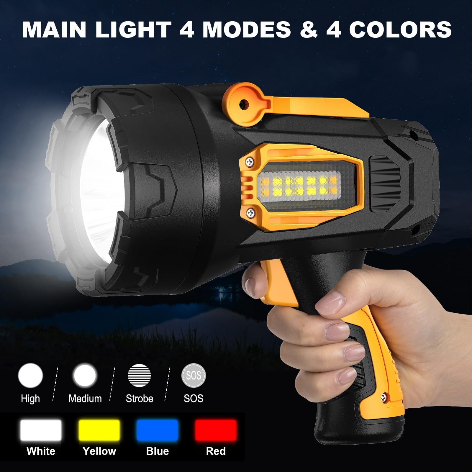Rechargeable Spotlight, Super Bright 2,000,000 Lumens Led Flashlight Handheld…