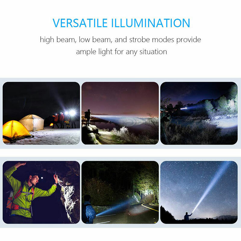 Waterproof Three Head Rotate Telescopic Zoom LED Flashlight Ultra Bright Torch S