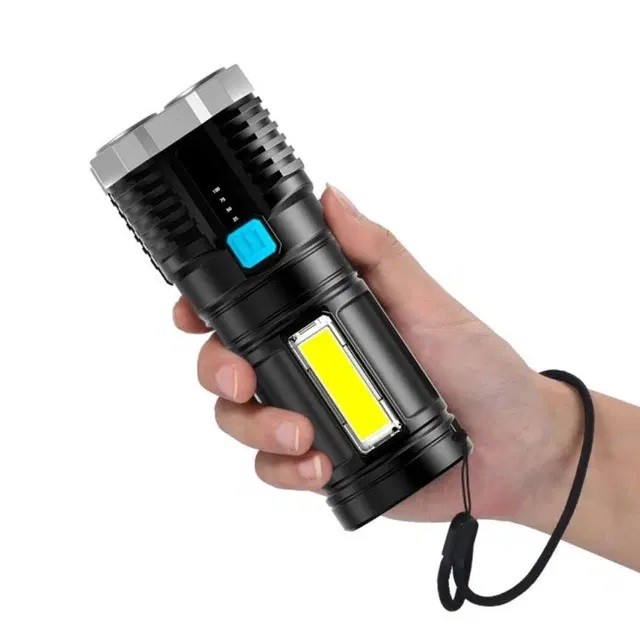 High Power LED Flashlights Camping Torch With 4 Lamp Beads And COB Side Light